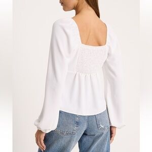 NWT Express XL White Sweetheart Long-sleeve Baby Doll Top